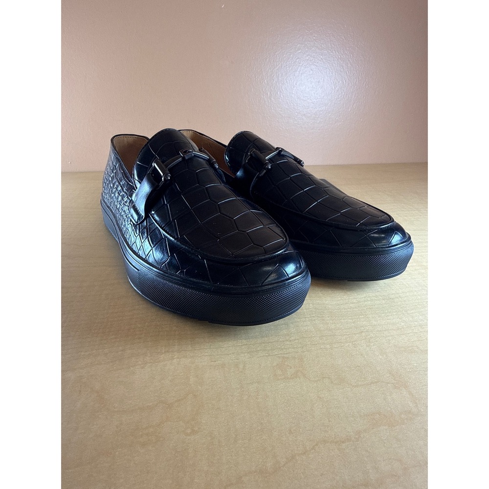 Xray Mens Black Crocodile Embossed Bit Loafers Platform Slip On Shoes XRW3208 10